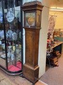 Antique oak cased eight day longcase clock having square brass dial, signed Jn Muzzell, Horsham,