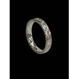 Diamond baguette 18 carat white gold half eternity ring, size M.