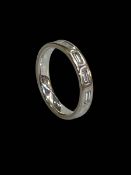 Diamond baguette 18 carat white gold half eternity ring, size M.