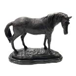 Bronze model of horse on marble base, 22.5cm high.
