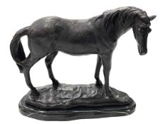 Bronze model of horse on marble base, 22.5cm high.