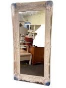 Rectangular white framed bevelled wall mirror, 2.00 by 1.00 including frame.