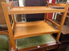 Danish teak two tier dinner wagon and sliding glazed door bookcase (2).