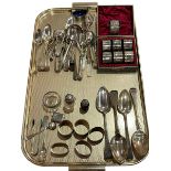 Collection of silver and silver plated cutlery, napkin rings, etc.