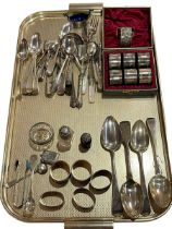 Collection of silver and silver plated cutlery, napkin rings, etc.