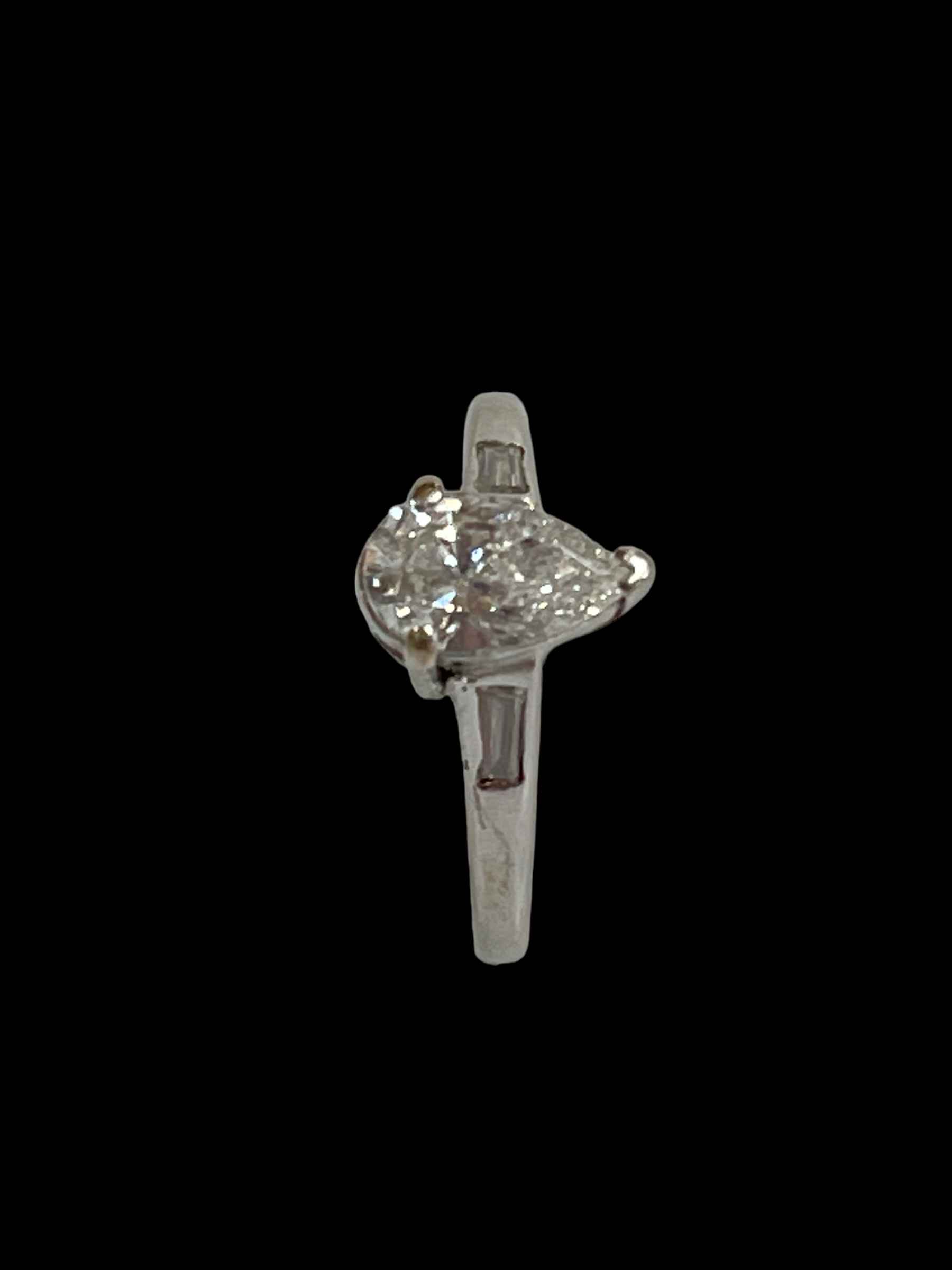 Diamond tear drop 18 carat white gold ring, size N, together with 18 carat white gold wedding band, - Image 2 of 2