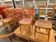 Set of three child's school chairs.