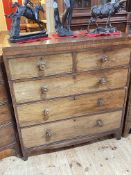 Victorian mahogany chest of two short above three long graduated drawers, 112.5cm by 106.