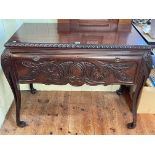 Early 20th Century carved mahogany four drawer cutlery cabinet, complete with suite of EPNS cutlery,