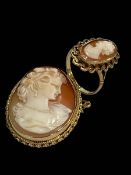 9 carat gold cameo brooch and ring (2).