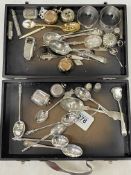 Silver and silver plated collectable including sovereign holders, thimbles, spoons, etc.