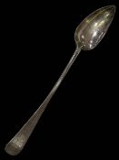 George III silver Old English pattern basting spoon by Christian Reid, Newcastle 1810, 32cm length.