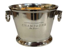 Silver plate style two handled champagne bucket.