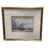 Attributed to John Wilson Carmichael, Fishing Boat and Sailing Vessels, watercolour, 23cm by 30cm,