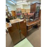 1930's walnut linen cupboard, cabriole leg walnut dressing table,