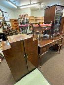 1930's walnut linen cupboard, cabriole leg walnut dressing table,