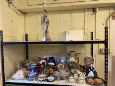 Collection including Moorcroft plate, Royal Doulton toby jugs, stereo card viewer, figures, etc.