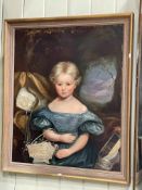 19th Century portrait of a young girl, oil on canvas, 78cm by 67cm, framed.