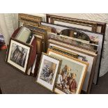 Large collection of prints and mirrors.