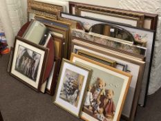 Large collection of prints and mirrors.
