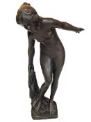 Large bronze style figure of maiden, 60cm.