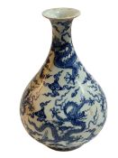 Blue and white Chinese ovoid vase decorated with dragons, six character Chenghua mark to base, 27cm.