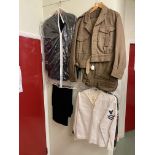 Collection of military uniforms including Royal Navy 'USS Saratoga' interest.