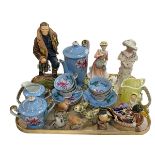 Ashmor figure of RAF pilot, Royal Crown Derby duck, five Royal Worcester and Copenhagen birds,