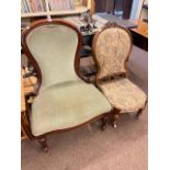 Victorian nursing chair in tapestry fabric and Victorian style nursing chair (2).