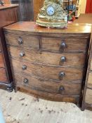 Victorian mahogany bow front chest of two short above three long graduated drawers on splayed legs,