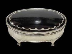 Good tortoiseshell and silver ring box with lined interior, Birmingham 1919, 13cm across.