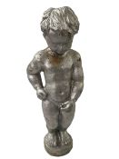 Cast metal figure of a naked cherub, 58cm.