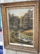 Wm Leask, Pilmilly Burn, oil on board, signed, titled and dated Aug 1903, 34cm by 24cm,