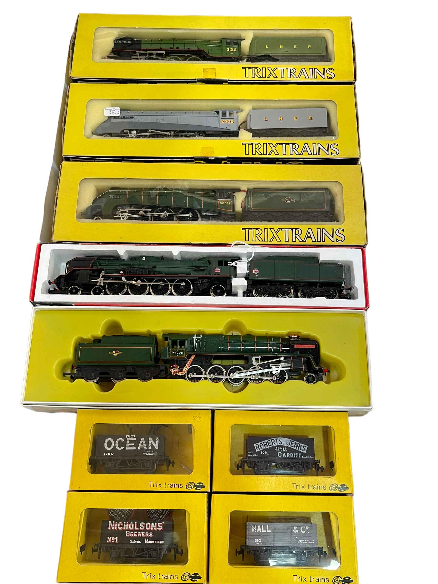 Three Trixtrains Locomotive and Tenders, Jouef and Another and four Wagons.