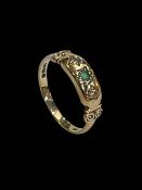 Emerald and diamond 9 carat gold ring, size O.