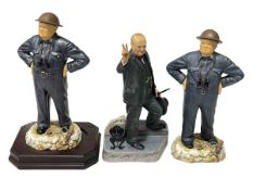 Three Ashmor Winston Churchill figurines including Anniversary of the Allied Victory in Europe 1945,