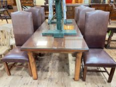 Barker & Stonehouse rectangular dining table with plate glass top, 78cm by 102cm by 214cm,