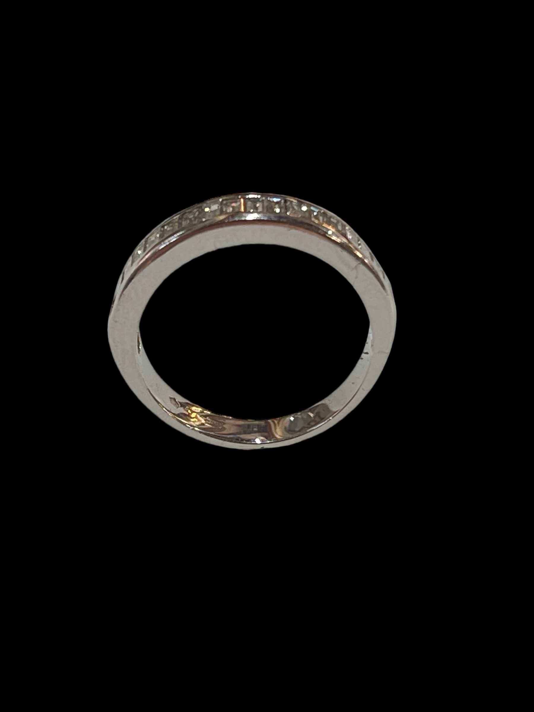 18 carat white gold and baguette cut diamond half eternity ring, size M. - Image 2 of 2
