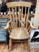 Beech farmhouse style armchair.