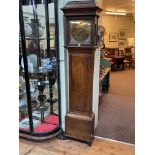 Antique oak cased eight day longcase clock having square brass dial, signed Jn Muzzell, Horsham,