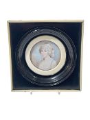 Portrait miniature in ebony frame of Lady Warwick, signed R Cosway verso .