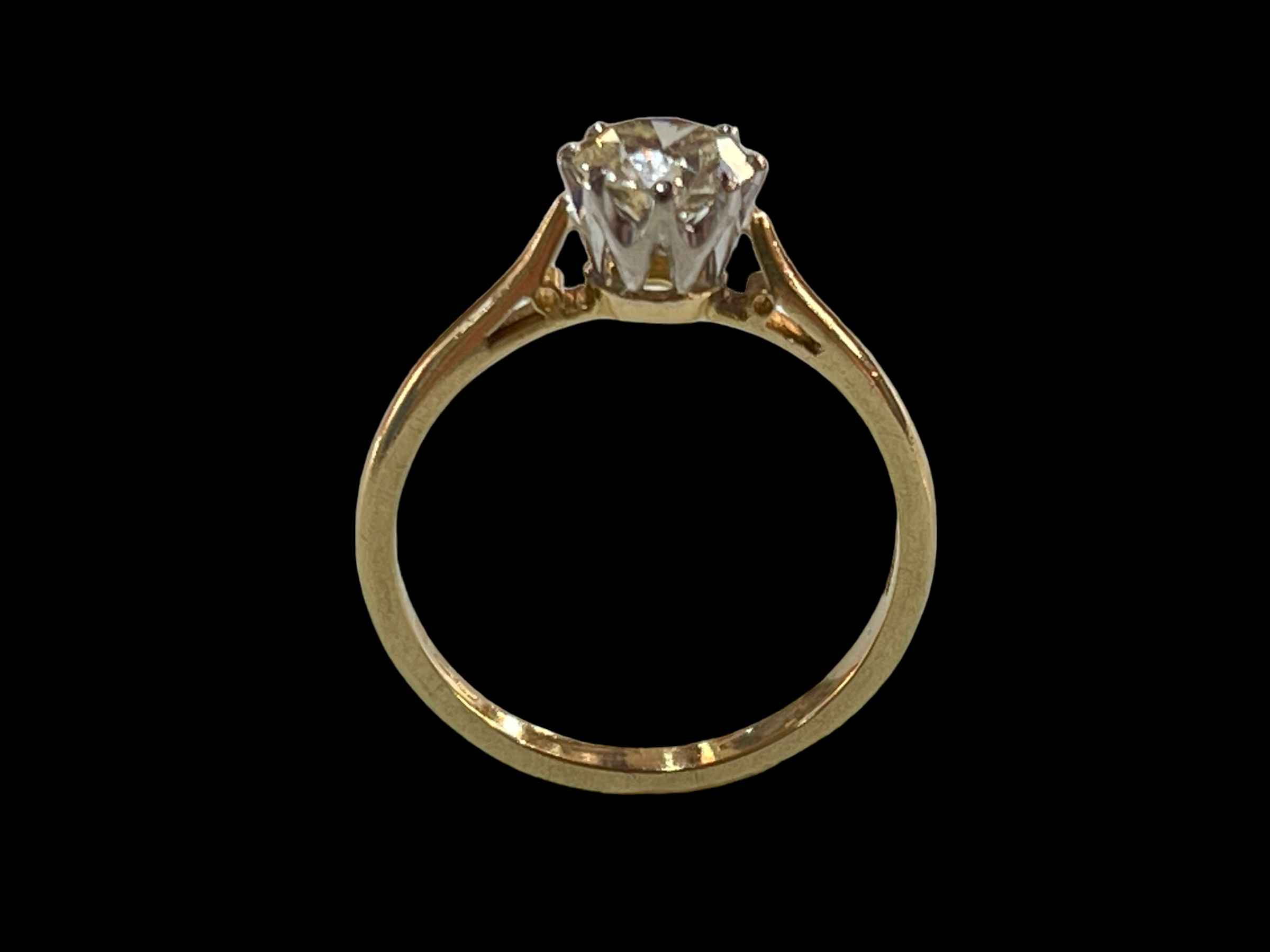 Approximately 1 carat diamond solitaire ring set in 18 carat yellow gold, size Q. - Image 2 of 2