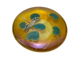 John Ditchfield lilypad and silver dragonfly paperweight.