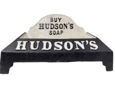 Cast metal 'Buy Hudson's Soap' bowl.