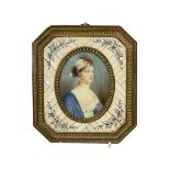 Portrait miniature signed R Cosway in brass frame.