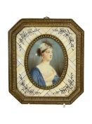 Portrait miniature signed R Cosway in brass frame.