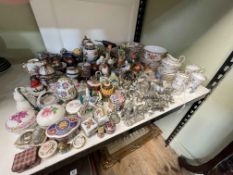 Collection of Cloisonné vases, trinket boxes, Royal Worcester birds, Tuscan part tea set, etc.