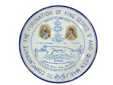 Coronation of King George V ox roasting plate, Darlington Market Place, June 22 1911, 20.5cm.