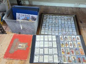 Collection of cigarette cards and USA commemorative FDCs.