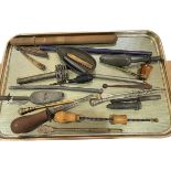 Collection including cased thermometer, three 800 silver infusers, pewter, etc.